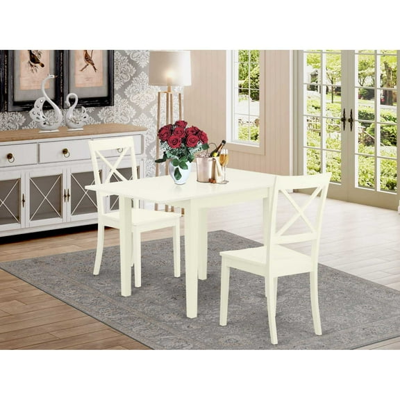 East West Furniture Dining Room Set Linen White, NDBO3-LWH-W