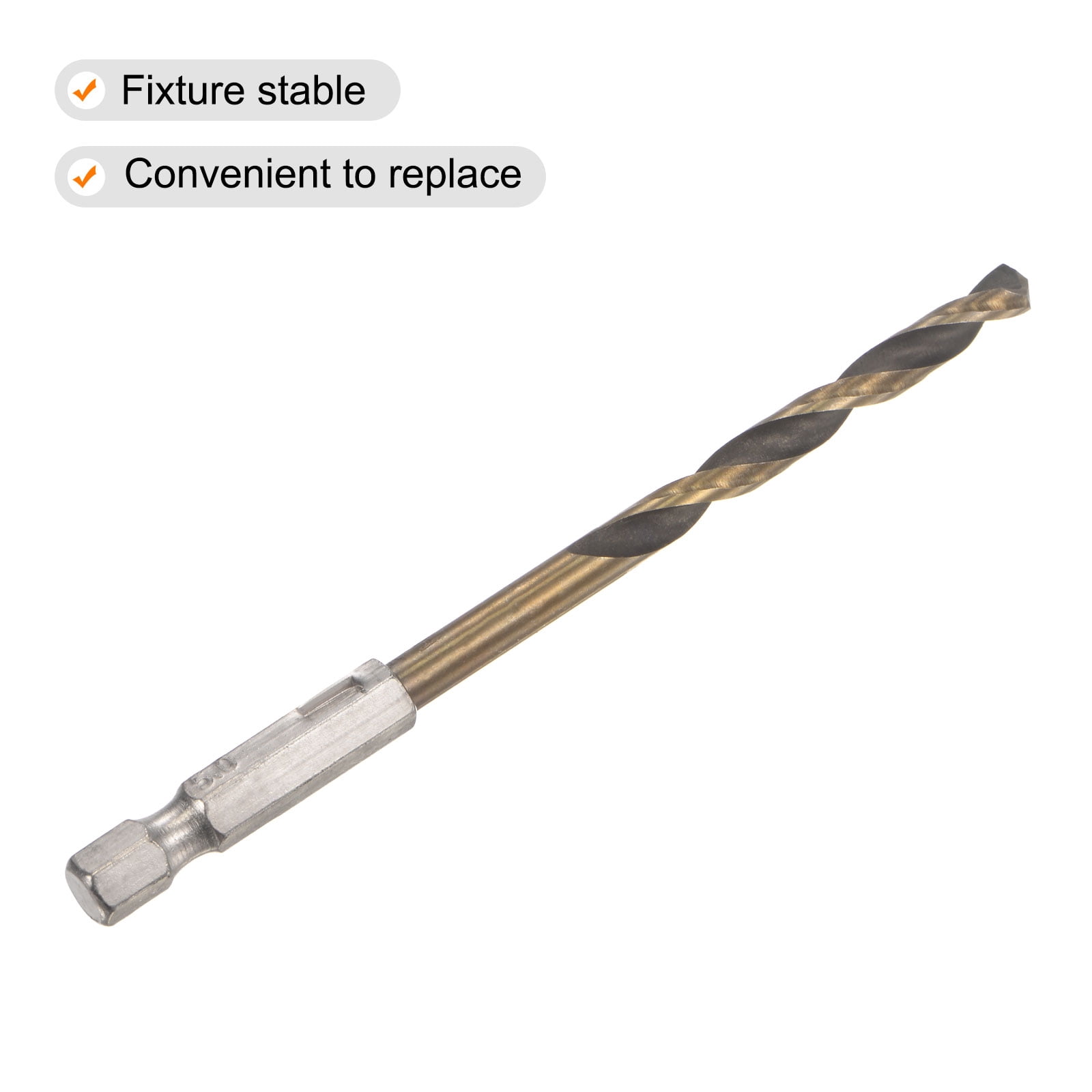 Unique Bargains 2pcs High Speed Steel Hex Shank Twist Drill Bit 5mm Dia 105mm Length