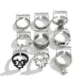 thumbnail image 3 of 9pcs Stylish Gothic Rings Set for Men and Women Thorn Silver Collection with Unique Heart Snake and Skull Designs, 3 of 9