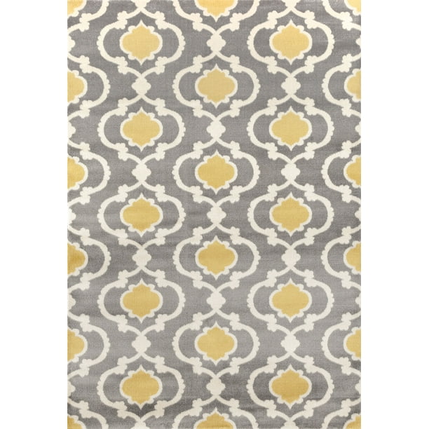 Contemporary Moroccan Trellis Grey Polypropylene Indoor Area Rug or