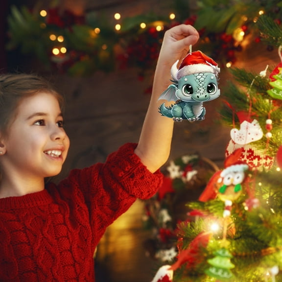 Christmas Clearance! Christmas Tree Ornaments Christmas Creative Dinosaur Decoration Christmas Tree Acrylic Flat Pendant Home Gift Decorations