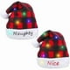thumbnail image 1 of wonima02 2 Pcs Naughty and Nice Christmas Santa Hats Light up Plush Santa Hat Green and Red Plaid LED Xmas Holiday Hats(Red, Black), 1 of 1
