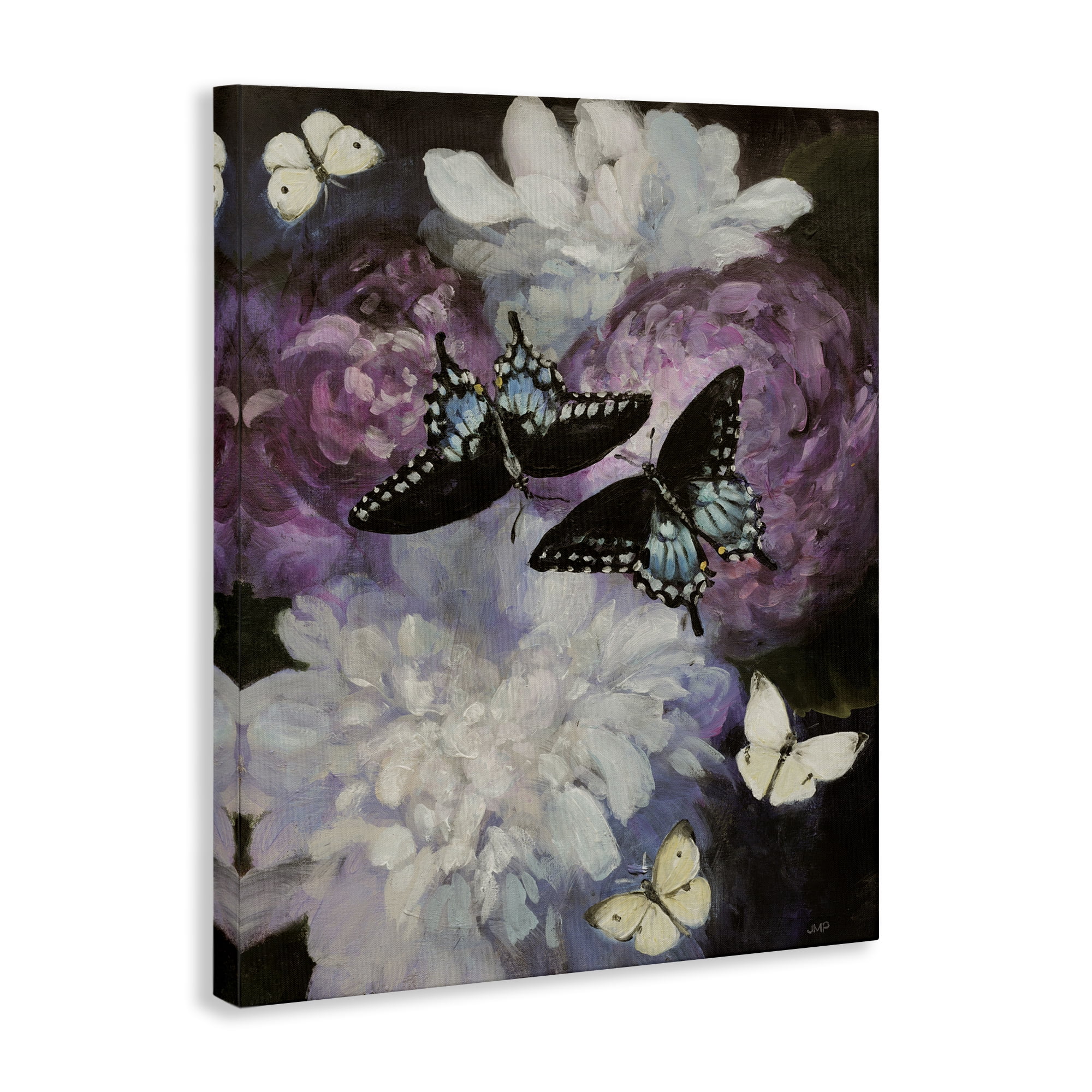 Stupell Industries Midnight Garden Butterflies Animals & Insects Painting Gallery Wrapped Canvas Art Print Wall Art, 36 x 48