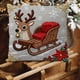 thumbnail image 5 of Seyotauo Christmas Linen Pillow Cover 18x18 inch with Imitation Embroidery Festive Patterns Cover for Farmhouse Bedroom Sofa Home Decor,Flax Craft for Christmas Pillow Cover,Hidden Zipper Easy to Use, 5 of 6