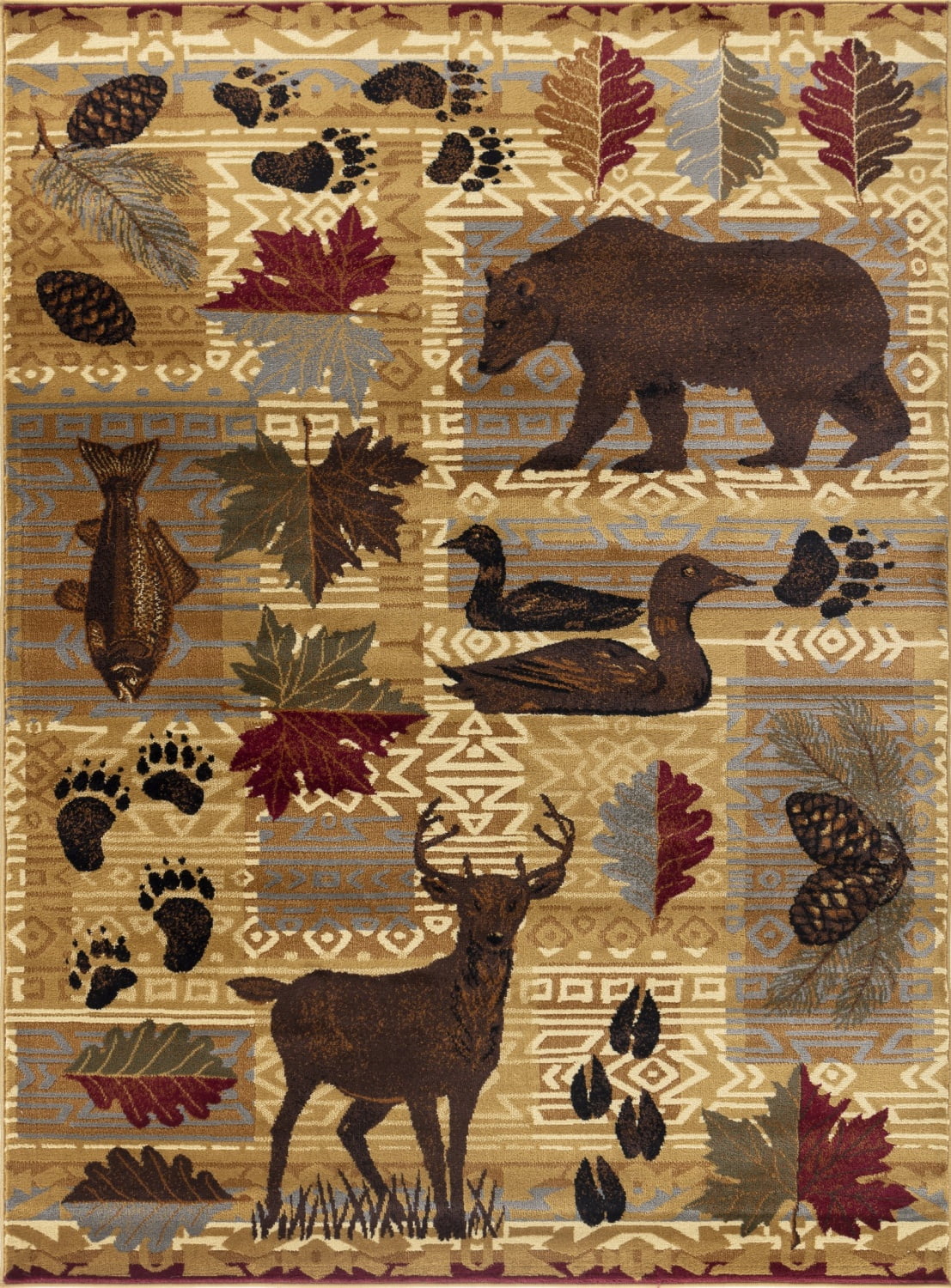 Yoneston 5' x 7' Southwest Wildlife Design Accent Area Rug for Living Room, Retro Rug with Soft & Non-Slip for Bedroom Dining Room Decoration, Beige