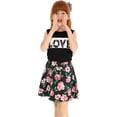 thumbnail image 2 of LittleSpring Big Girls Summer Outfits 2 Pcs Floral Tank Top and Skirt Set Black Size 9-10, 2 of 6