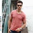 thumbnail image 3 of BOLUBAO-Camiseta de manga corta para hombre, Camisa de algodón con cuello redondo, de alta calidad, a la moda, de Color sólido, 3 of 4