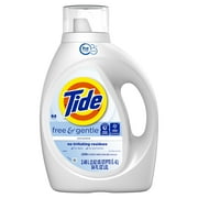 Tide Free & Gentle Laundry Detergent Liquid for Sensitive Skin, Hypoallergenic, Unscented, 84 fl oz, 64 Loads