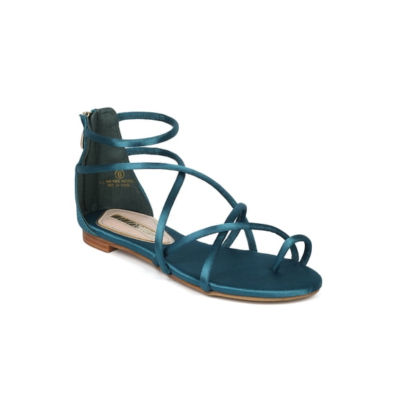 New Women Liliana Teena-1 Satin Toe Ring Strappy Gladiator Flat Sandal