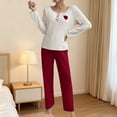thumbnail image 2 of Womens Satin Silky Pajama Set Hearts Long Sleeve Shirt With Long Pajama Pant Set Soft Pj Loungewear Womens Pjs Sets Red L, 2 of 4