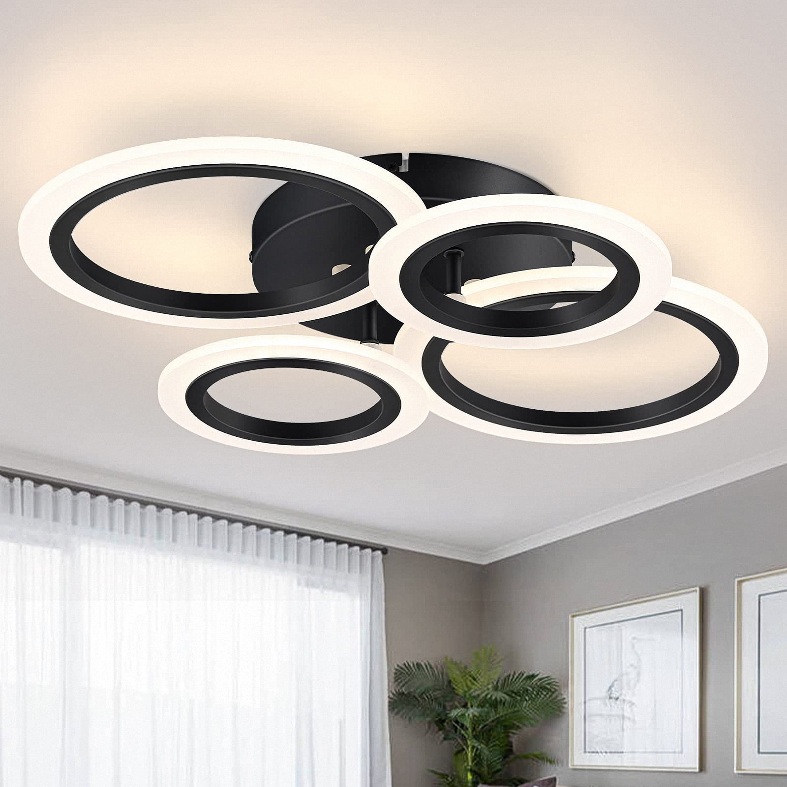 Modern Integrated LED Ceiling Light, Black Ring Ceiling Light,Flush Mount for Kitchen, Living