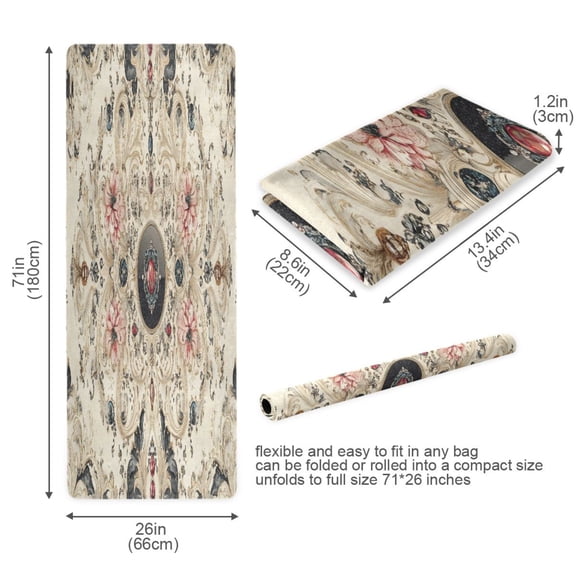 BZSMCE Yoga Mat Women Ornate Floral and Jewel Fitness Mat
