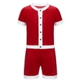 thumbnail image 5 of ZDHoor Mens Velvet Christmas Santa Costume Outfit Short Sleeve Top and Elastic Waistband Shorts Red Large, 5 of 7
