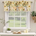 thumbnail image 2 of Sunflower Curtain Valances for Windows, Kitchen Valance Window Treatments Panel 2 Pack, Yellow Checkered Summer Bee Botanical Rod Pocket Short Curtains for Bathroom Bedroom 60 x 18 Inch, 2 of 8