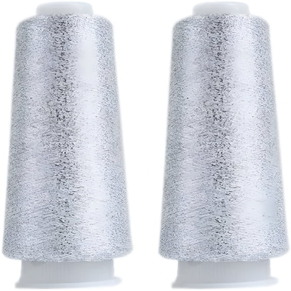 AUQ 2 Balls Lurex Yarn,Shining Glitter Metallic Knitting-in Yarn,Sparkle Thread for Knitting and Crochet Sweater Shawl 5000 Yards (Silver Glitter)