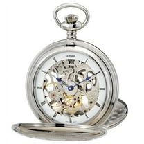 Gotham Men's Silver-Tone Double Cover Exhibition Mechanical Pocket Watch # GWC18800S