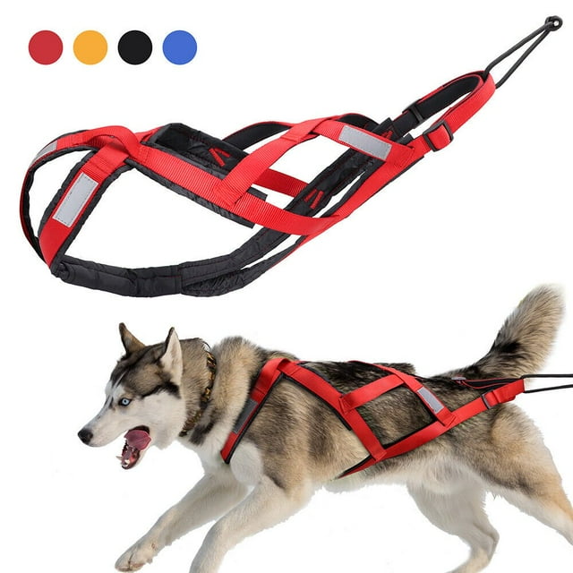 Bamboohart X-Back Dog Weight Pulling Harness Reflective Padded Sledding Training Sport Vest for Medium Large Dogs Pitbull