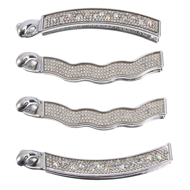 unbranded 4Pcs Silver Rhinestone Hairpins Durable Reusable Hair Clips for Elegant Party Decoration
