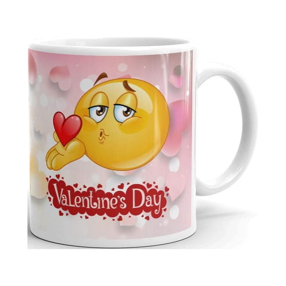 Valentine's Day Blowing Kiss Male Emoticon Coffee Tea Ceramic Mug Office Work Cup Gift11 Oz