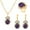 Purple, variant on YYKihy Water Drop Jewelry Set Personalized Fashion Colorful Water Diamond Necklace Earrings Ring Set Bridal Jewelry