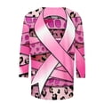 thumbnail image 3 of Abomasnow Women's Fashion Breast Care Print Round Neck Three Quarter Sleeve 3/4 Sleeve T-shirt Top, 3 of 4