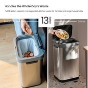 Home Zone Living 13 Gallon Motion Sensor Trash Can, Stainless Steel, Silver