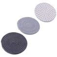 thumbnail image 1 of Tssuoun Anti-scalding Table Mat Round Pot  Heat-insulation Braided Cotton Plate Pad Washable Dining Placement Kitchen Parties Holiday 3PCS/Set Grey, 1 of 8