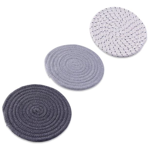Moyic Tapete de Anti-escaldado Olla redonda Aislamiento térmico Almohadilla de de algodón trenzado Lavable Colocación de comedor Cocina Mostrada 3PCS/Set Gris Moyic HA010159-01