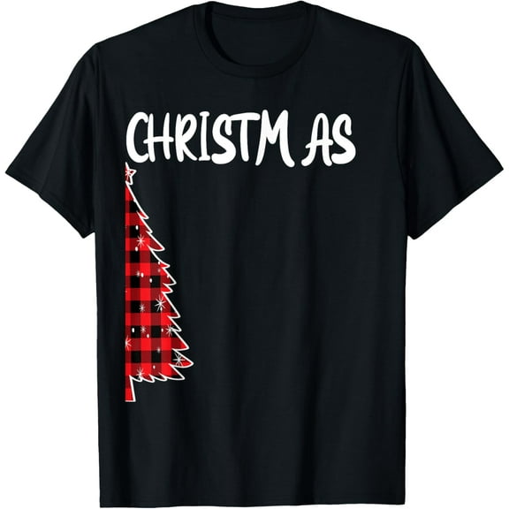 Merry Christmas Tree Buffalo Plaid Xmas Couples Matching T-Shirt