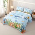 thumbnail image 3 of jejeloiu Watercolor Ocean Life Twin Quilt Set,Whale Print Twin Coverlet Set For Boys,Blue White,2 Pieces, 3 of 7