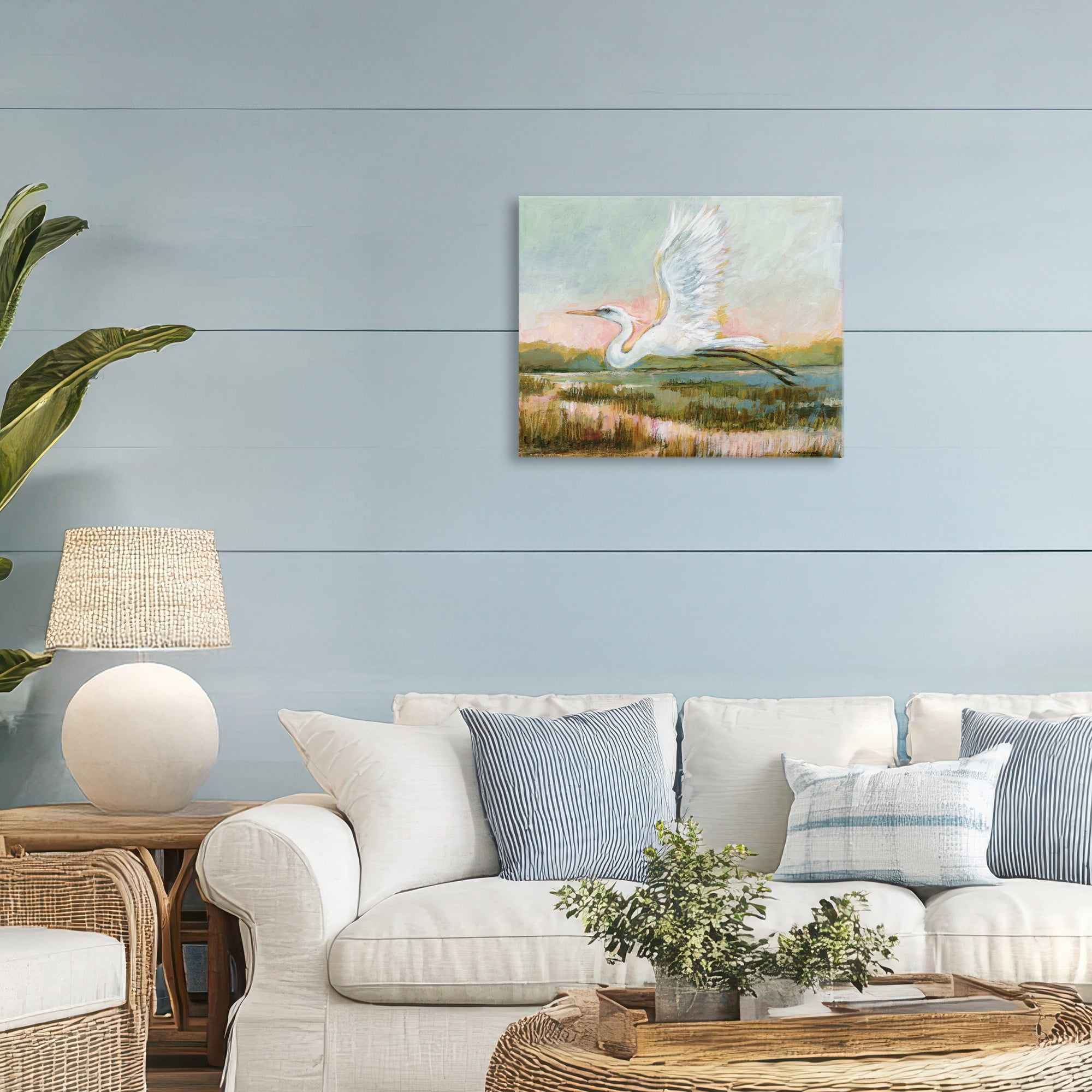 Stupell Industries White Heron Flying Canvas Wall Art, design by Susan Winget