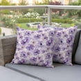 thumbnail image 3 of 2 Pack Outdoor Waterproof Throw Pillow Covers,Spring Watercolor Purple Flower Decorative Square Patio Pillowcases for Chair Couch Sofa 16x16in, 3 of 9