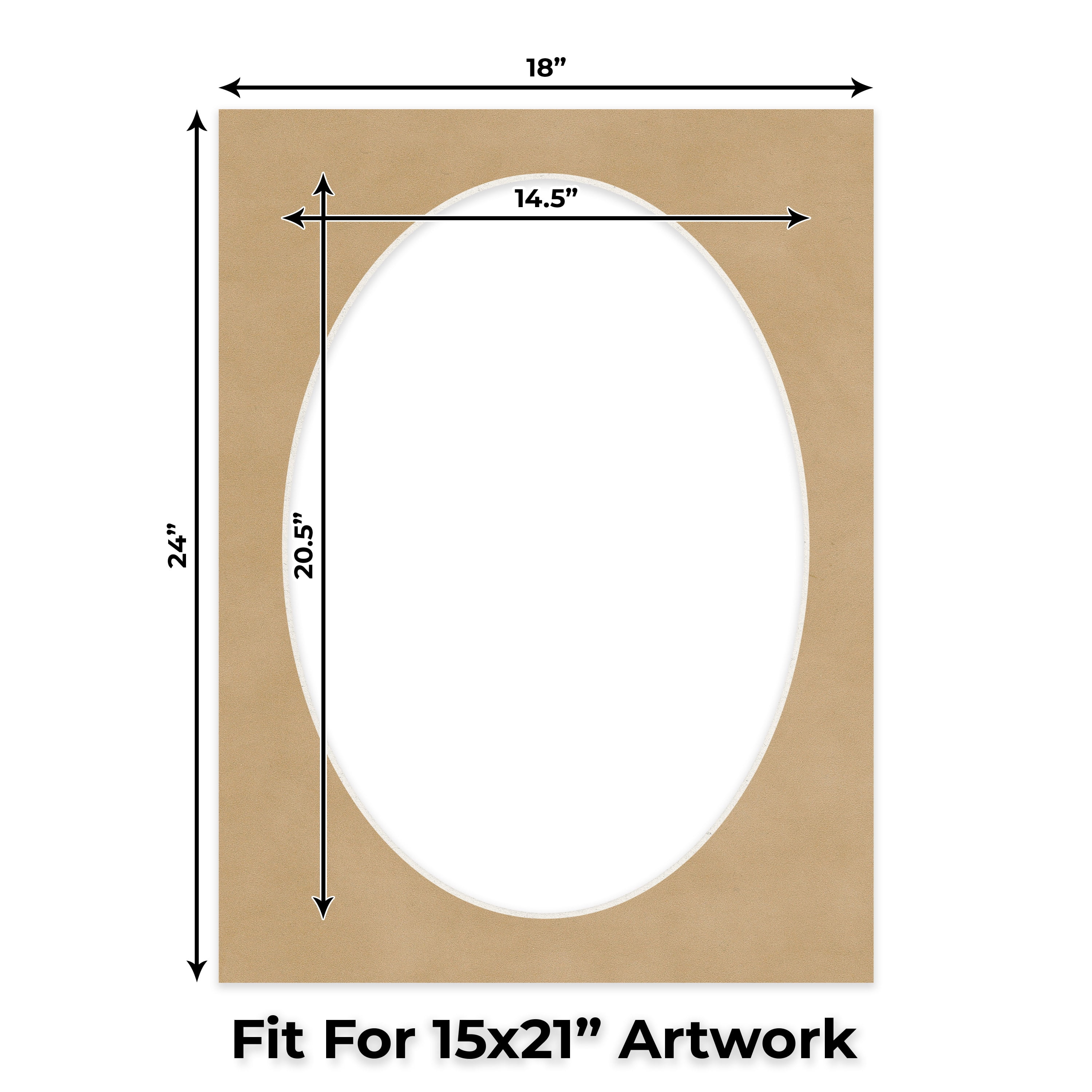 Beige Suede Picture Frame Mat for 18x24 Frames - Oval Opening for 15x21 Photos - 25 Mats