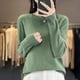 thumbnail image 3 of Suéter de una sola línea sin costuras, 100 % lana merino, jersey de punto para mujer, cuello redondo, informal, color sólido, manga larga, estilo básico, 3 of 5