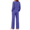 thumbnail image 4 of Weekease 2 Piece Pajama Set for Women Crew Neck Long Sleeve Tops Drawstring Pants Casual Sleepwear Fall Nightwear with Pockets, 4 of 7