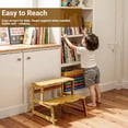 thumbnail image 4 of COSYLAND Toddler Step Stool with Armrest - 2 Step Stool with Removable Anti-Fall Guard, 300 lbs Weight Capacity &ndash; Wooden Kids Helper Stool, 4 of 9