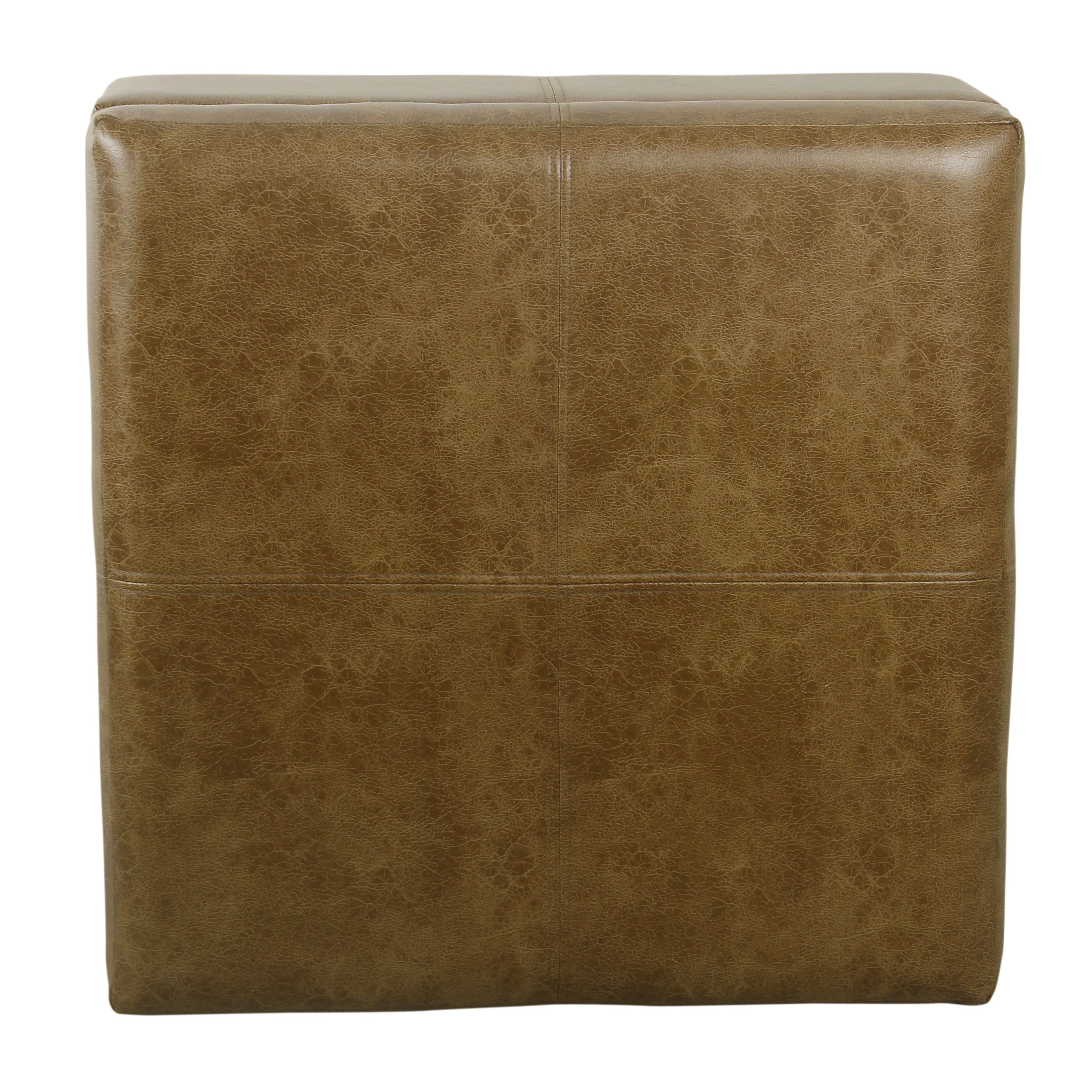 HomePop Luxury Transitional Faux Leather Storage Ottoman in Distressed Brown