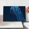 thumbnail image 2 of Airplane Cutting Board, Digital View Canadian Descending Snowbirds up in the Air Flight Illustration, Decorative Tempered Glass Cutting and Serving Board, Small Size, Dark Blue Red, by Ambesonne, 2 of 5