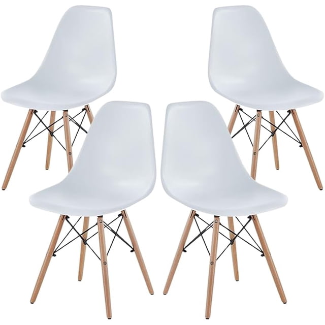 Juego Set de 4 Sillas de Comedor Ellen FRATELLO MUEBLES Diseño Moderno Ergonómico con Patas de Madera Color Blanco