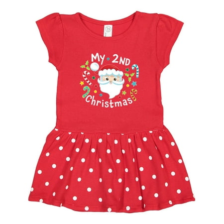 

Inktastic My 2nd Christmas Santa with Candy Canes Gift Toddler Girl Dress