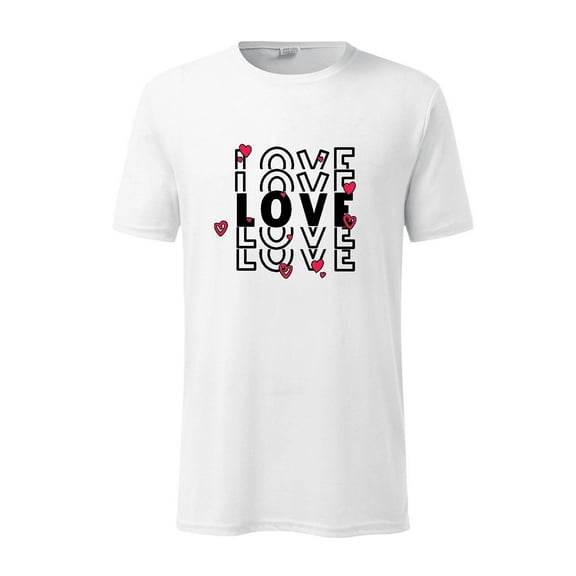 EQWLJWE T-Shirts for Men Men Short Sleeve Casual Love Printing Round Neck Pullover T Shirt Blouse