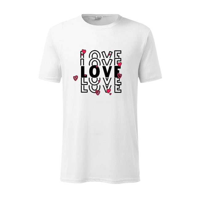 Hombres manga corta casual amor impresión cuello redondo pulóver camiseta blusa Pompotops oipoqjl4357
