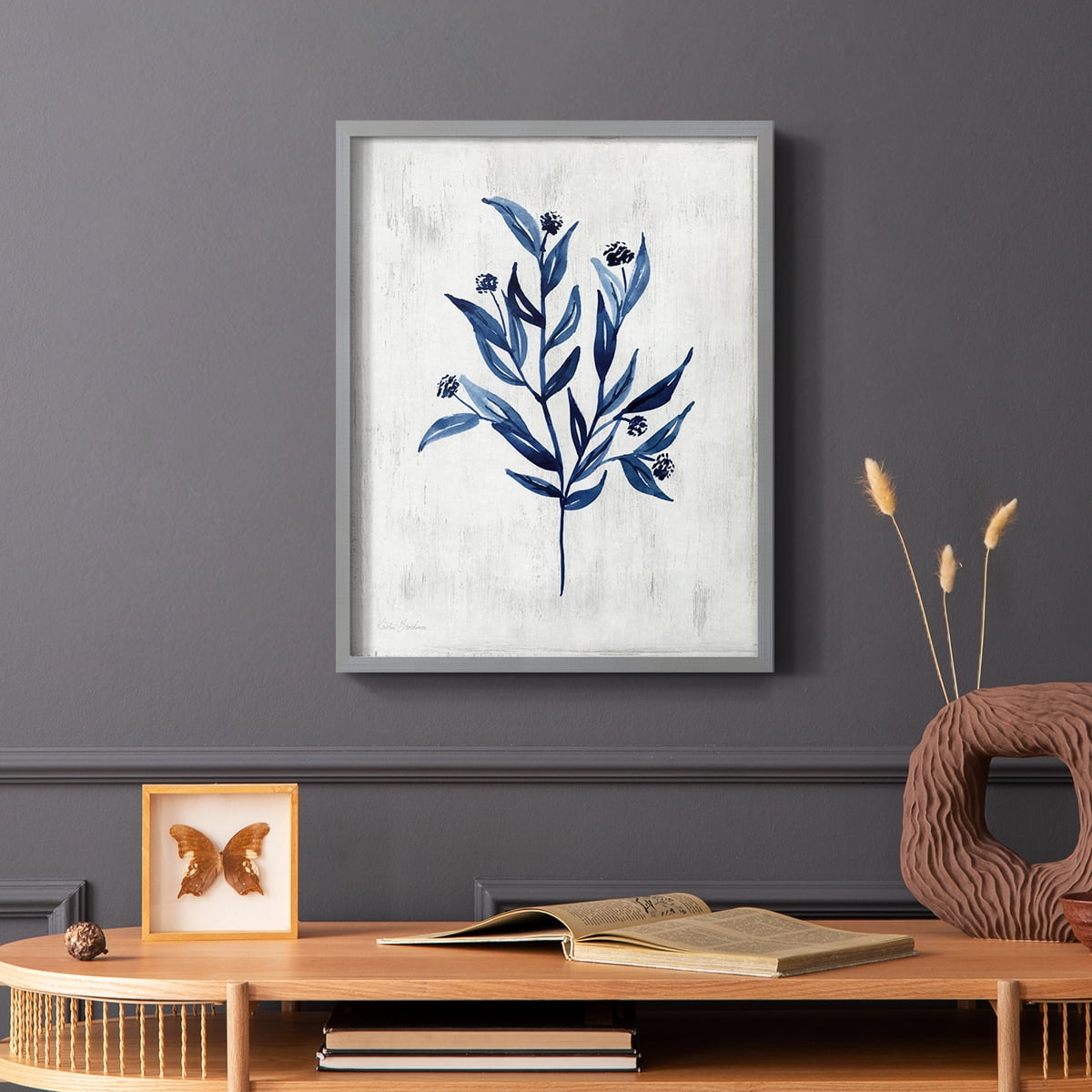 Wild Indigo III Framed Print in Gray Solid Wood 11 x 14 Framed Print