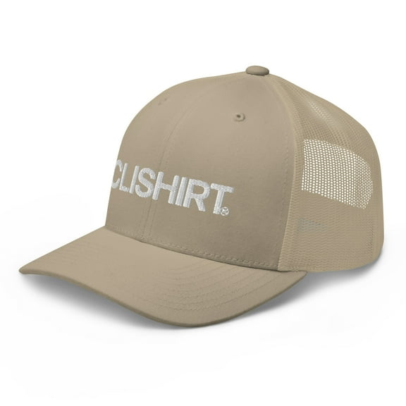 Clishirt Adult Unisex White Embroidered Adjustable Khaki Retro Trucker Hat