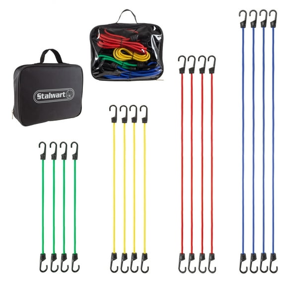 16 Piece Bungee Cord Set, 4 Sizes- 18", 24" 32" 40