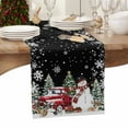 thumbnail image 5 of Black Christmas Snowman Cotton Linen Table Runner for Dining Kitchen, Xmas Truck Tree Snowflake Wedding Outdoor Party Tablerunners Decoration, Dresser Scarf Coffee Tablecloth Runners 18x72 Inches, 5 of 9