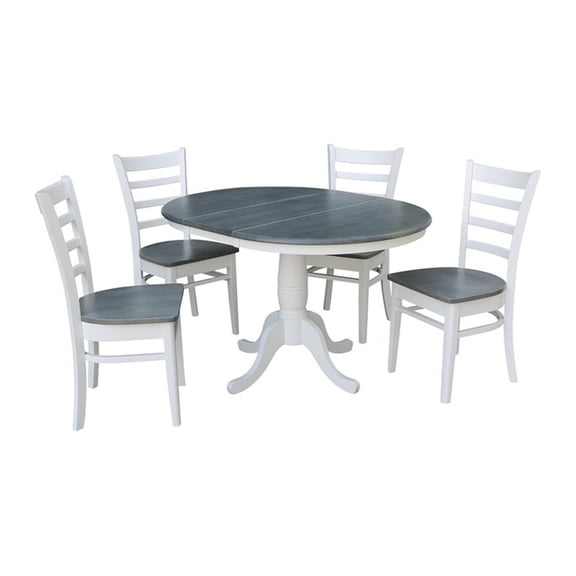 International Concepts 36" Solid Wood Extension Dining Table With 4 Chairs