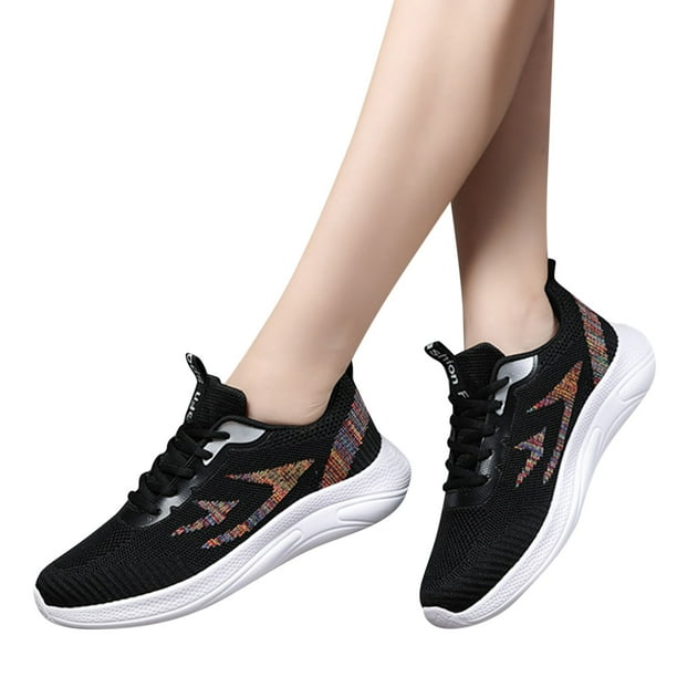 TOWED22 Womens Walking Shoes - Lace Up Tennis Running Shoes Memory Foam  Lightweight Work Sneakers for Indoor Outdoor Gym(Black,9) 