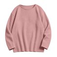thumbnail image 3 of Girls Boys Sweater Long Sleeve Crew Neck Pullover Sweater Knit Pullover Sweatshirt Kids Long Sleeve Crew Neck Solid Casual Tops Fall Outfits(Pink,5-6 Years), 3 of 6