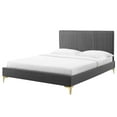 thumbnail image 1 of Platform Bed Frame, Full Size, Velvet, Dark Grey Gray, Modern Contemporary Urban Design, Bedroom Master Guest Suite, 1 of 10